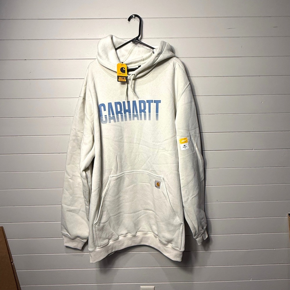 Carhartt Loose Fit Midweight Logo Graphic Hoodie 3XL Tall White TS5824-M NWT